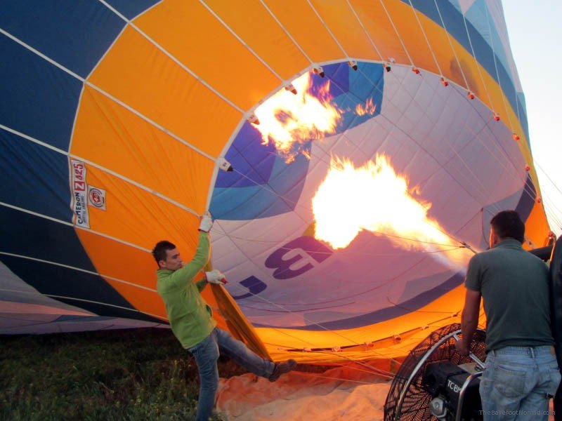 Flame firing before takeoff Flame firing before takeoff Cappadocia hot air balloon