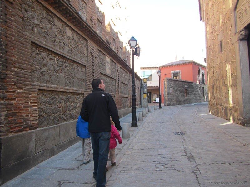 Walking in Avila, Spain Charles Kosman and the kids walking down a lane in Avila, Spain