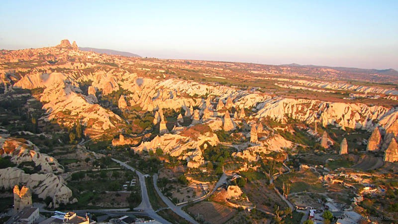 Looking down the valley Goreme Turkey Hot Air Balloon Ride Wide View of the Fairy Chimmneys